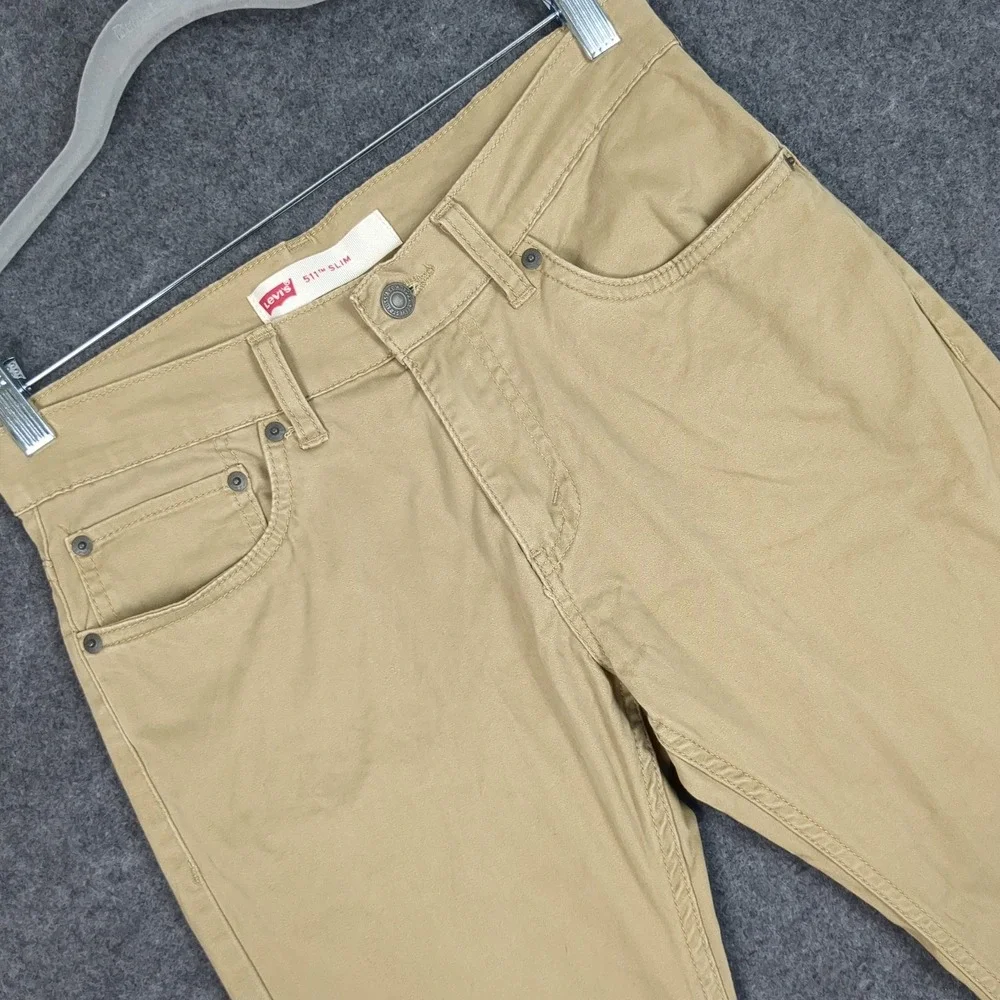 Levis 511 Slim Khaki Tan Chino Pants Boys Size 16 Reg W28 L28 Stretch‎ Cotton
